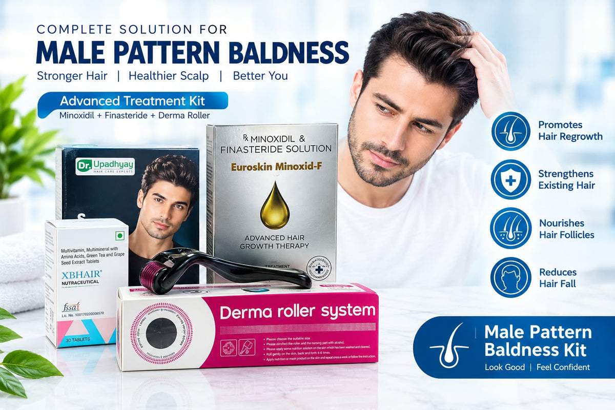 Male Pattern Baldness Kit , ZX Hair , Derma roller, HF Kit, Minoxidil And Finasteride Solution